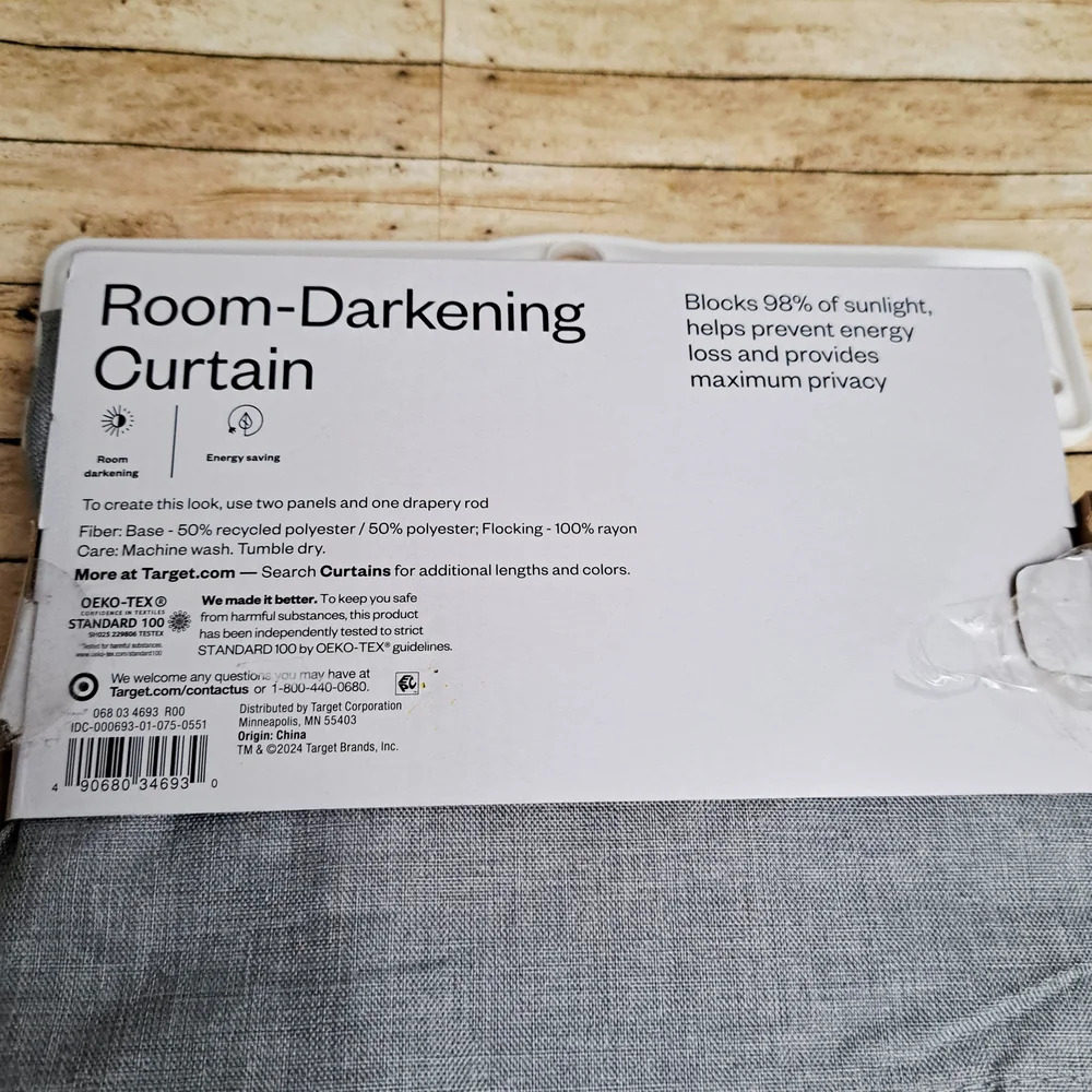 Room Essentials Light Gray Room-Darkening Curtain Drape